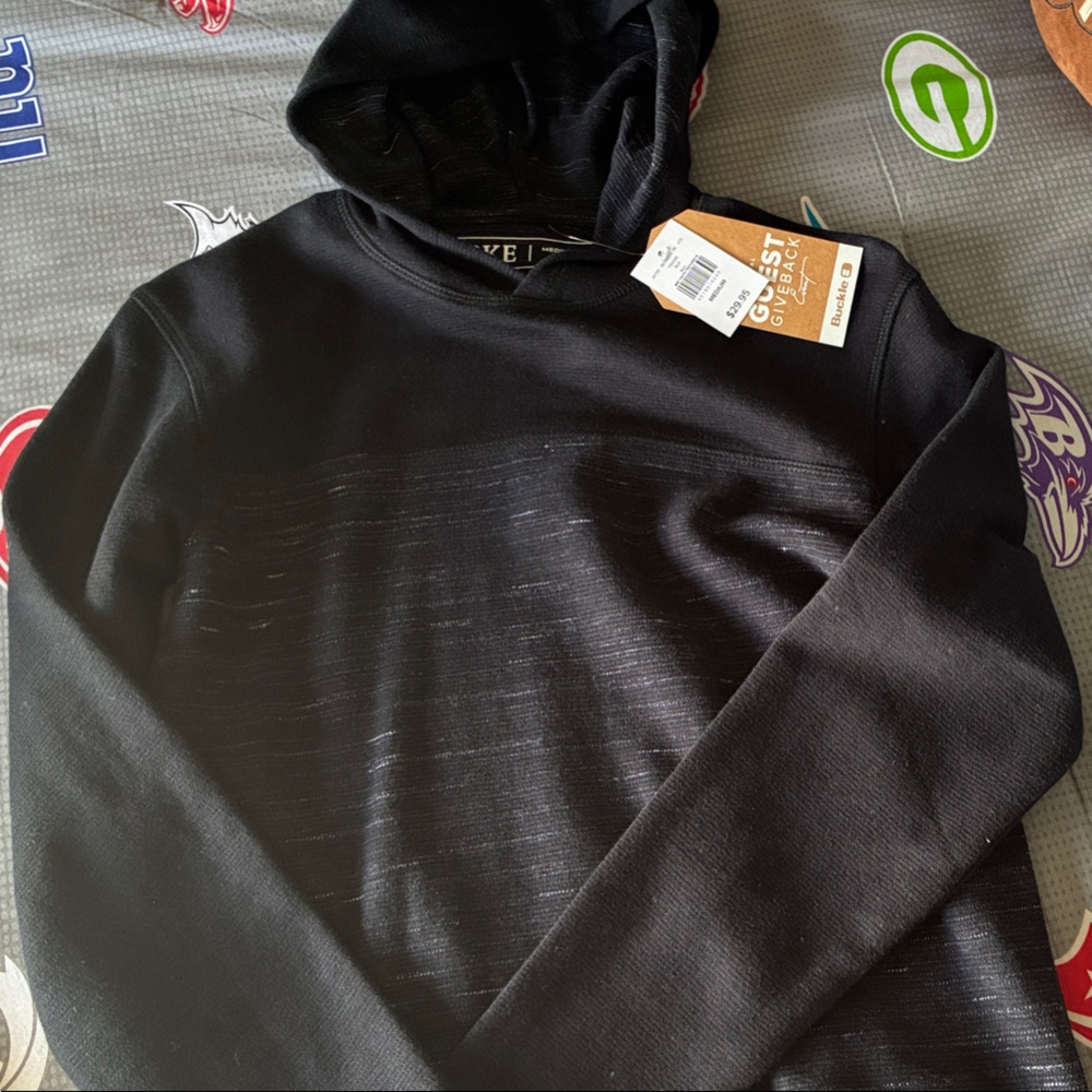 BKE Black Hoodie with Subtle Stripes